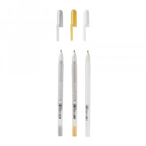 Gelpenner Sakura Gelly Roll - 3 penner (gull, sølv, hvit)