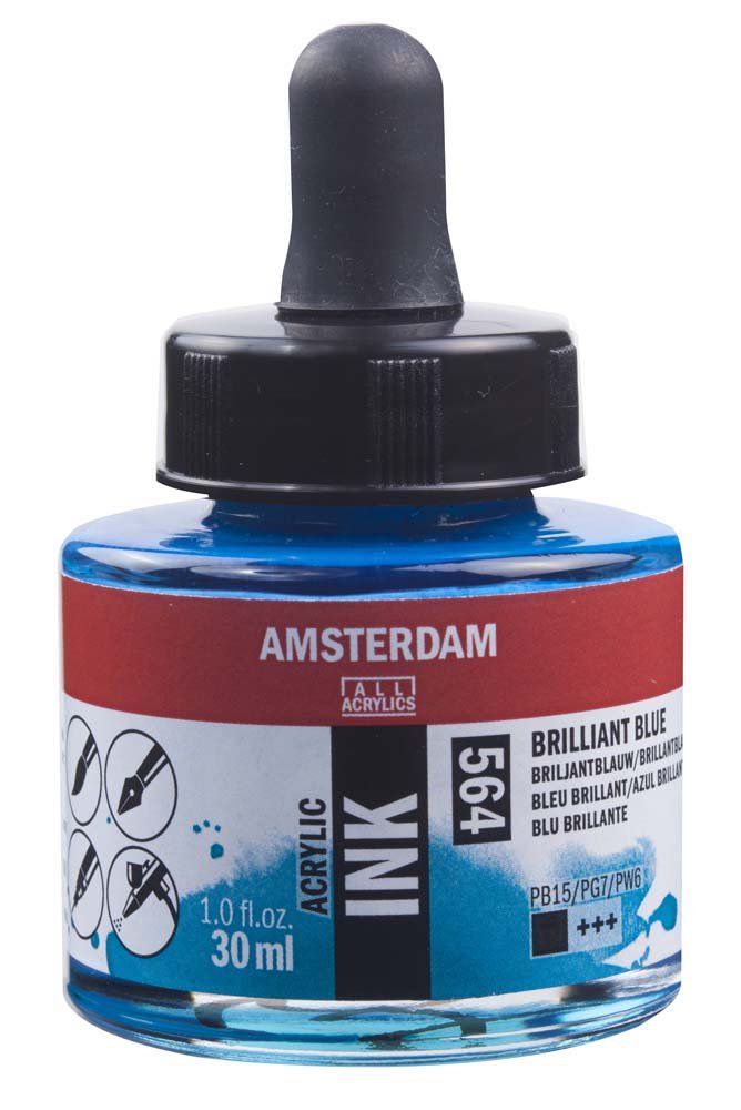Akrylblekk Amsterdam 30 ml - Brilliant Blue - Tusj & blekk, Kunstnermalinger