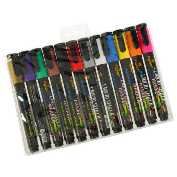 Krittpenner for glass og whiteboard 12 farger - Dobbel spiss Krittpenner for glass og whiteboard 12 farger - Dobbel spiss