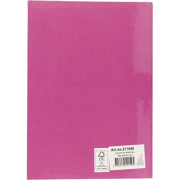 Färgad Kartong - rosa - A4 - 180 g - 20 ark Färgad Kartong - rosa - A4 - 180 g - 20 ark