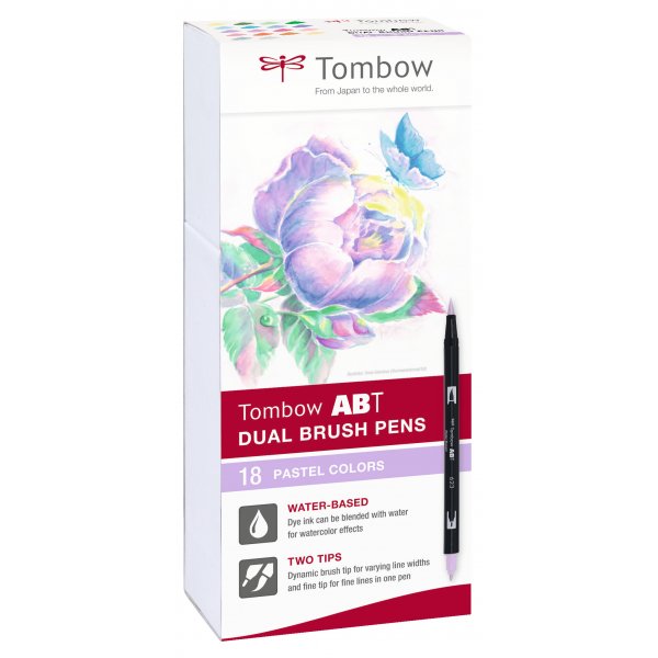 Tombow ABT dobbeltpensel pastelpen 18-pak Tombow ABT dobbeltpensel pastelpen 18-pak