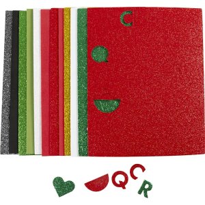 Dekorative gummiark Mykt skum Julefarger 14x25 cm 12 ark