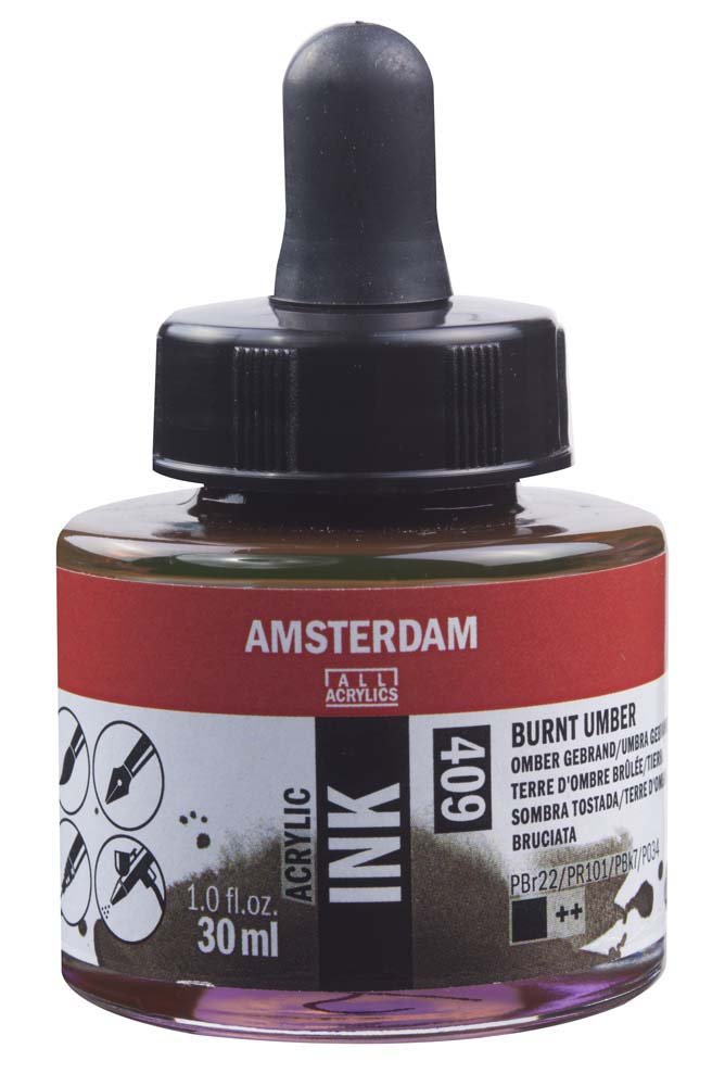 Akrylblekk Amsterdam 30 ml - Burnt Umber - Tusj & blekk, Kunstnermalinger