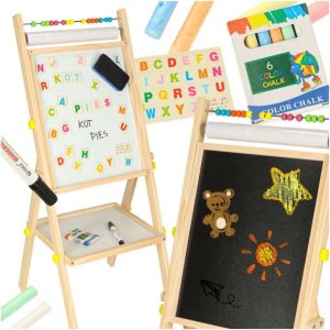 Roterande dubbelsidig magnetisk griffeltavla med bokst�ver 38 x 36,5 x 90 cm - Tr�ram
