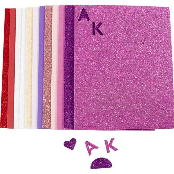 Dekorgummi Soft Foam Ark 14x25 cm 2 mm Lila/Pink Harmoni 12 st