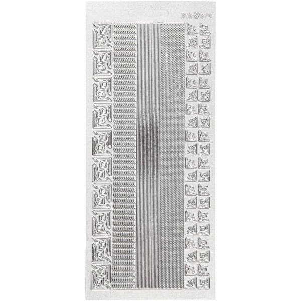 Klistermærker kanter 10x23 cm sølv - 1 ark Klistermærker kanter 10x23 cm sølv - 1 ark