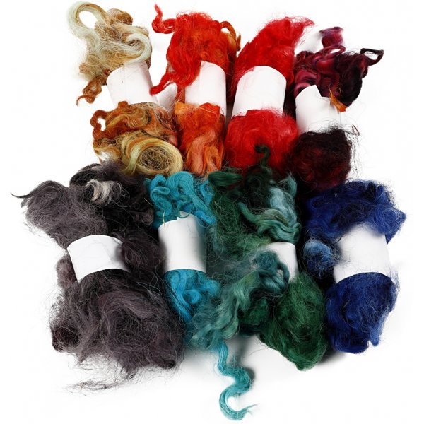 Krullig ull - mixade färger - 8 x 20 g Krullig ull - mixade färger - 8 x 20 g