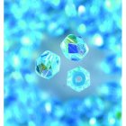 Glasprlor facetterade 4 mm - aqua 1,200 st. runda, skimrande