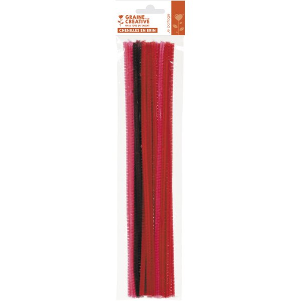 20 chenillepinnar 6 mm blandade r�da f�rger