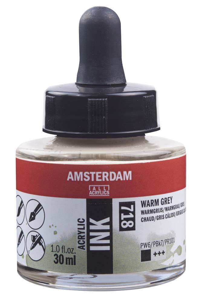 Akryltusch Amsterdam 30 ml - Warm Grey - Tusch & Blæk, Kunstnerfarver