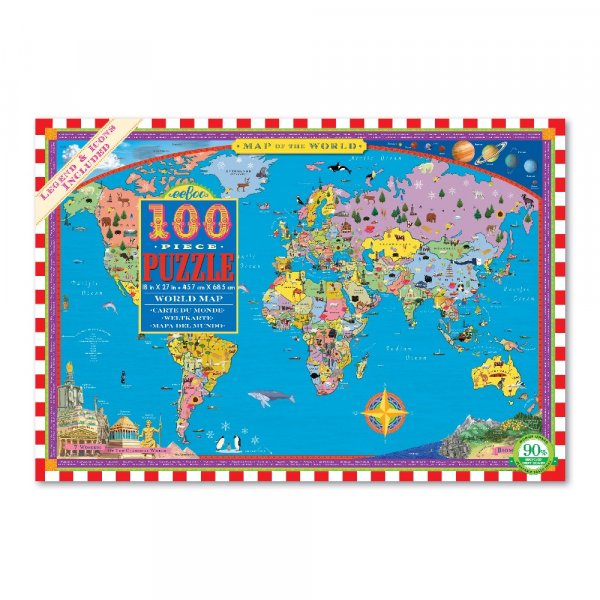 Puslespill 100 brikker - Verdenskart