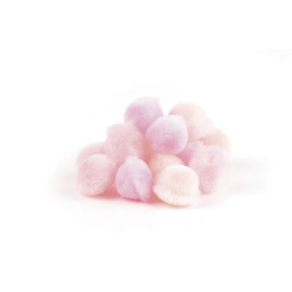 Pomponer 15 mm, 45 st, ljus till mörk rosa Pomponer 15 mm, 45 st, ljus till mörk rosa