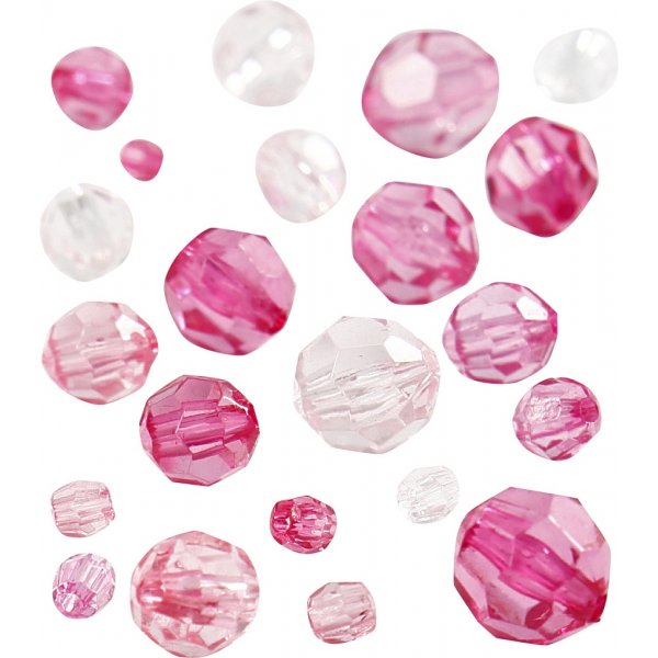 Harmoni facetterade plastpärlor - mixade - rosa - 45 g Harmoni facetterade plastpärlor - mixade - rosa - 45 g