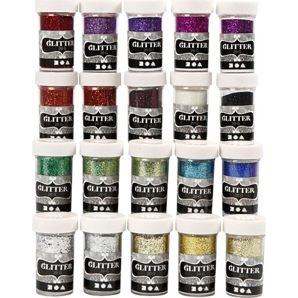 Glitter - mixade färger - 20 x 20 g