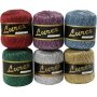 Lurex Garn - blandede farger - 6 x 25 g