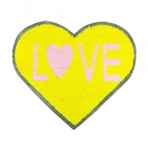 Paljettmerke Vendbart - Heart Love