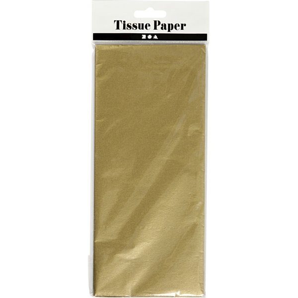Silkespapper - guld - 50 x 70 cm - 14 g -6 ark Silkespapper - guld - 50 x 70 cm - 14 g -6 ark