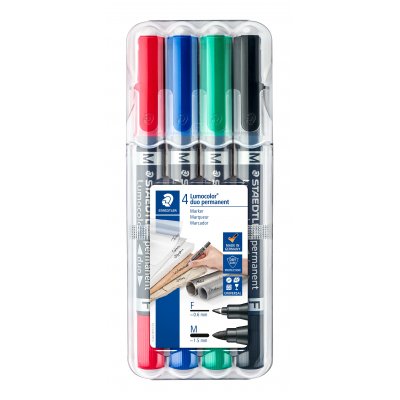Permanent Marker Lumocolor Duo FM - 4 penner